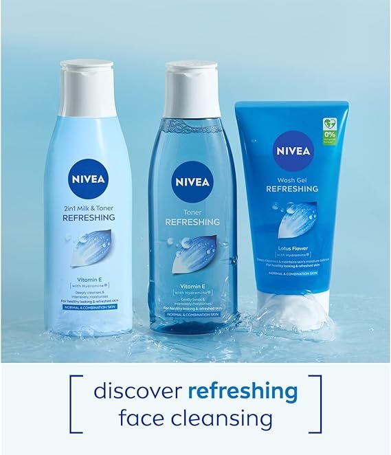 NIVEA Refreshing Wash Gel (150ml), Face Wash Gel with Lotus Flower and Hydramine