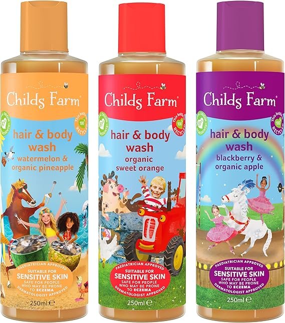 Childs Farm, Kids Hair and Body Wash Multipack Bundle, 3 x 250ml,