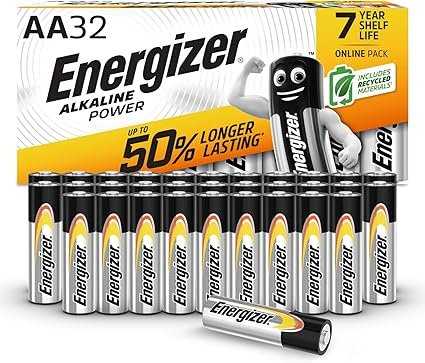 Energizer AA Batteries, Alkaline Power, 32 Pack, Double A Battery Pack