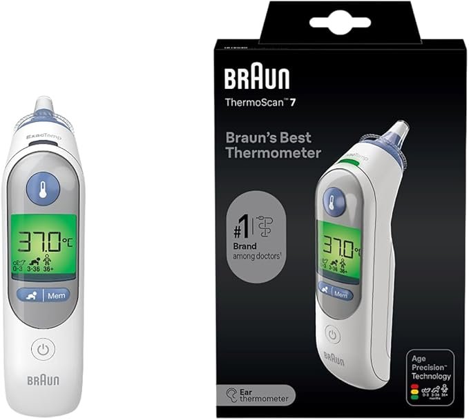 Braun ThermoScan 7 Ear thermometer - Age Precision Technology - Colour-coded Digital Display - Baby and Infant Friendly - #1 Brand among doctors(1)