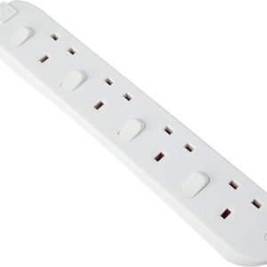 Masterplug Four Socket Extension with Individual Switches, 2 Metres, White