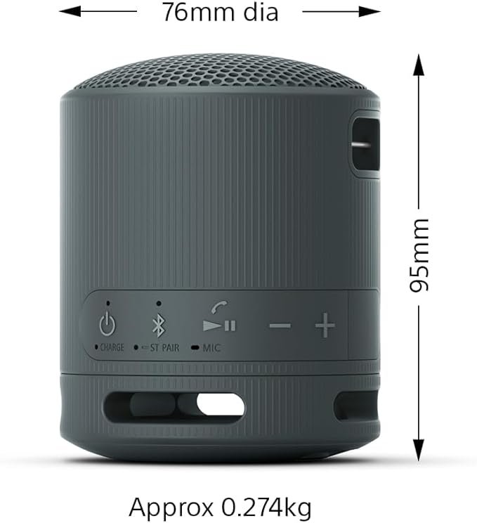 Sony SRS-XB100 - Wireless Bluetooth, Portable, Lightweight, Compact, Outdoor, Travel Speaker, Durable IP67 Waterproof & Dustproof, 16 HR Battery, Strap, Hands-Free Calling, New Model, Black