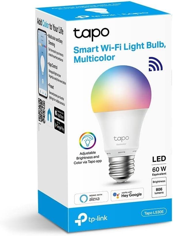 Roll over image to zoom in VIDEO Energy efficiency label Tapo Smart Bulb, E27 Multicolor Smart Light Bulb, 8.3W, Works with Amazon Alexa(
