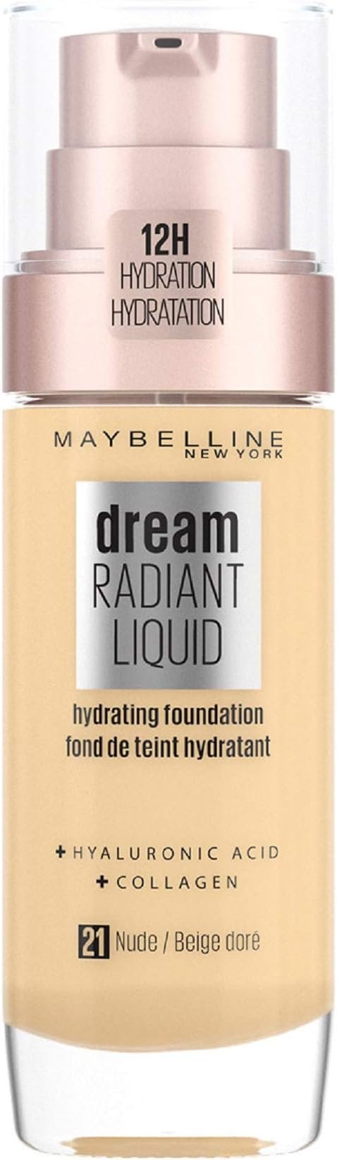 Maybelline Foundation, Dream Radiant Liquid Hydrating Foundation with Hyaluronic Acid and Collagen - Lightweight,