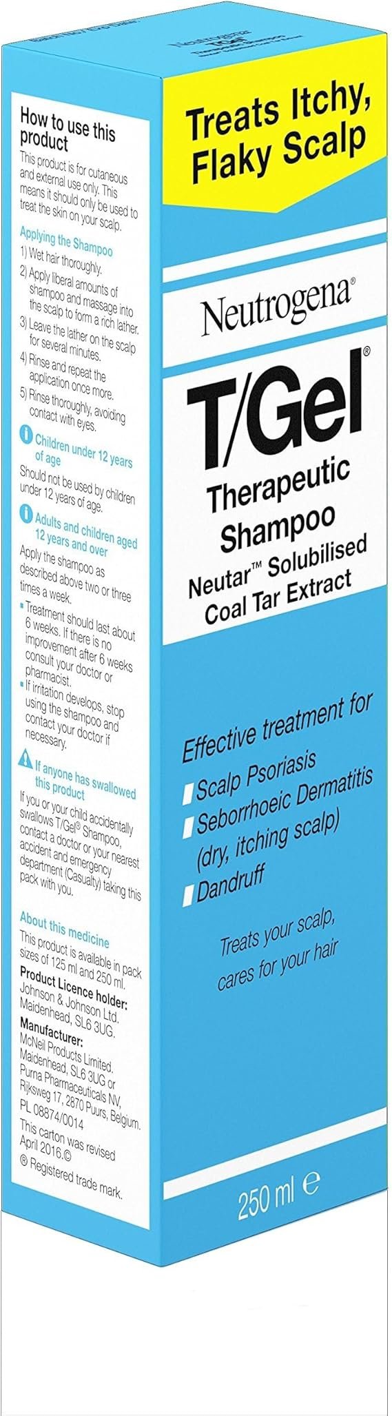Neutrogena T/Gel Therapeutic Shampoo For Flaky, Itchy Scalp (1x 250ml),