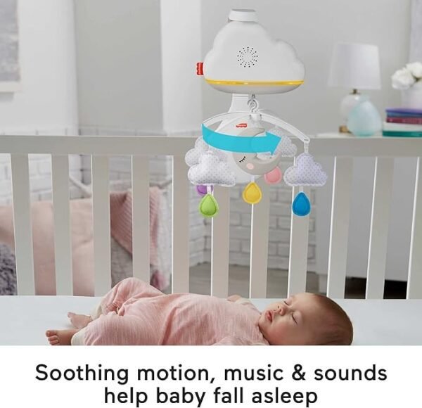 Fisher-Price Sound Machine Calming Clouds Mobile & Soother Convertible Crib to Tabletop with Music & Lights for Newborn to Toddler, GRP99