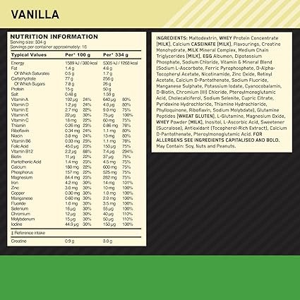 Optimum Nutrition Serious Mass Protein Powder with Creatine, Glutamine,