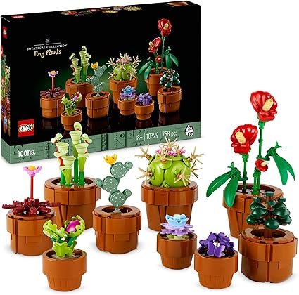LEGO 10329 Icons Tiny Plants Set, Artificial Flowers in 9 Buildable Teracotta-Coloured Pots