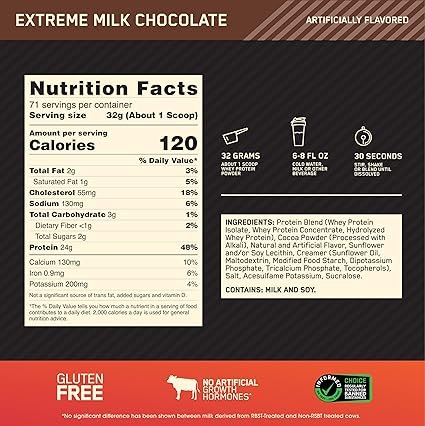 Optimum Nutrition Gold Standard Whey Muscle Building and Recovery Protein Powder With Naturally Occurring Glutamine and Amino Acids,
