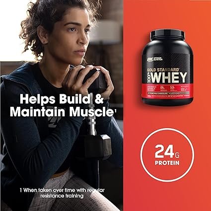 Optimum Nutrition Gold Standard Whey Muscle Building and Recovery Protein Powder With Naturally Occurring Glutamine and Amino Acids,