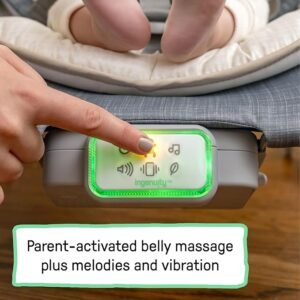 Ingenuity Happy Belly Rock-to-Bounce Seat, Music, Vibration, Detachable Toy Bar, Plush Sloth Toy, for Ages 0-6 Months, Grey - Parker