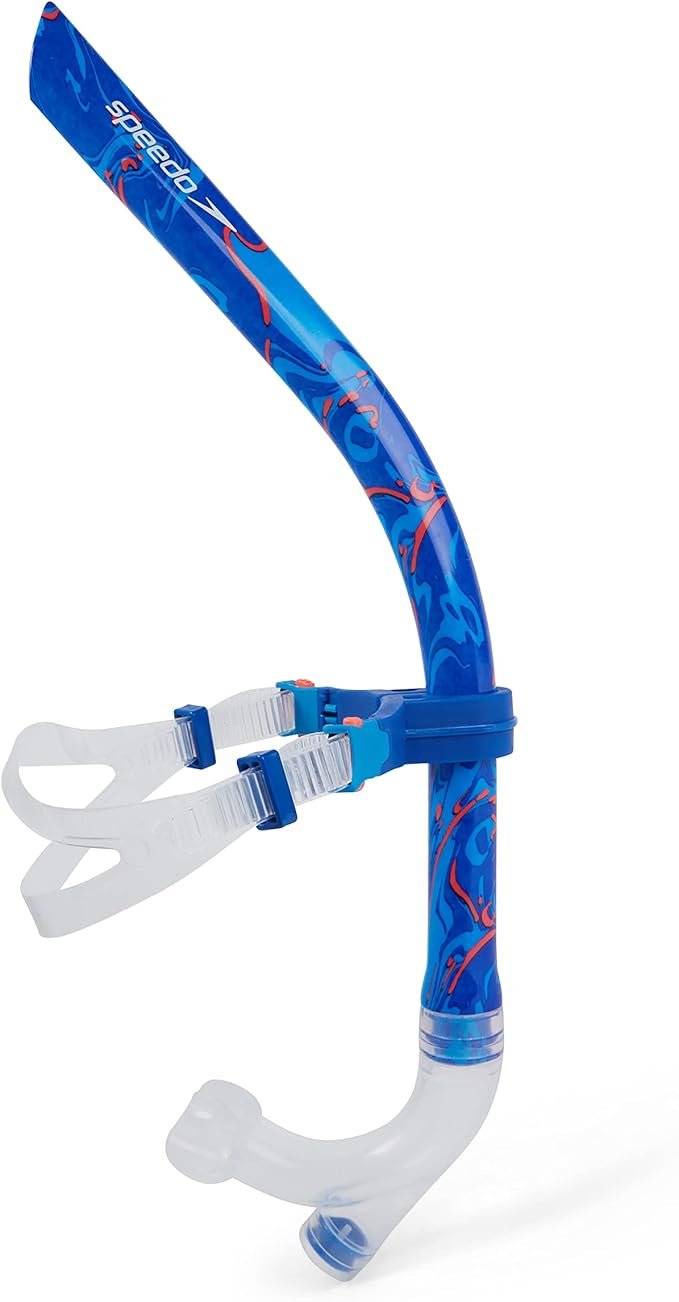 Speedo Unisex Centre Snorkel | Swimming Snorkel | Training Aids, Bllue Flame/Pool Blue/Fluo Tangerine, One Size