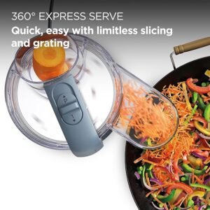 Kenwood, MultiPro Go FDP22.​130GY, Food Processor, for Chopping, Slicing, Grating, Pureeing and Kneading Dough, with Express Serve, 1.3L Bowl, Knife blade, 4mm Slicing/Grating Disk, 650 Watts, Grey