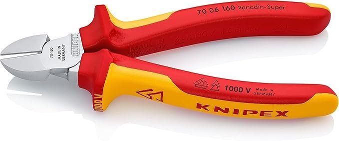Knipex Diagonal Cutter chrome-plated, insulated with multi-component grips, VDE-tested 160 mm 70 06 160