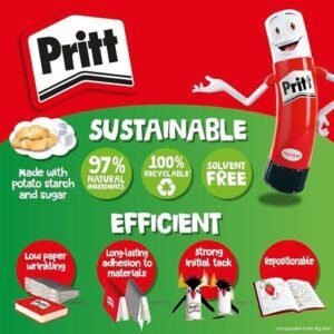 Pritt Glue Stick, Safe & Child-Friendly Craft Glue for Arts & Crafts Activities, Strong-Hold adhesive for School & Office Supplies, 43g (Pack of 5)