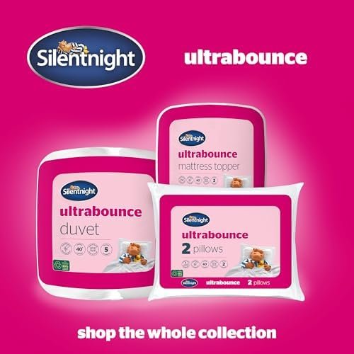Silentnight Ultrabounce Pillows 2 Pack – Soft Medium Support Comfortable Bouncy Pillows for Stomach, Back and Side Sleepers – Machine Washable and Hypoallergenic Bed Pillows – Pack of 2