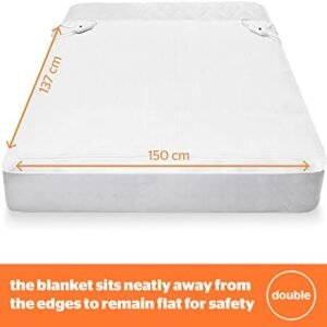 Silentnight Dual Control Electric Blanket Double - Heated Electric Underblanket Bed Warmer Sheet with 3 Heat Settings, Easy Fit Straps, Split Controls and Machine Washable - Double 150x137cm (60"x54")