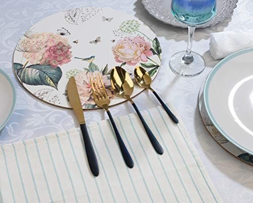 Salter BW07218 NoirGold 16-Piece Cutlery Set - Stainless Steel Flatware, Dinnerware For 4 Place Settings, Gold Mirror Polish Finish