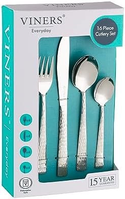 Viners Everyday Glisten 16 Piece 18/0 Silver Stainless Steel Cutlery Set