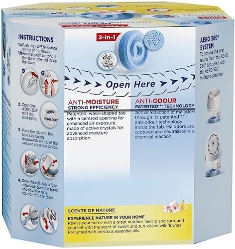 UniBond AERO 360° Moisture Absorber Wildflower Meadow Refill Tab, Aromatherapy, Ultra-Absorbent and Odour-Neutralising, for AERO 360° Dehumidifier, Condensation Absorbers, Twin Pack (2 x 450g)