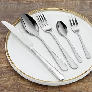 BEWOS Cutlery Set for 6 People, 30-Piece Cutlery Set Including Knife, Fork, Spoon, Cutlery Stainless Steel Mirror Polished, Dishwasher Safe