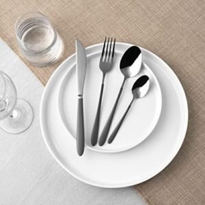 Salter BW09388 16 Piece Cutlery Set - Full Pearlies Black Silver Plated Stainless Steel Flatware