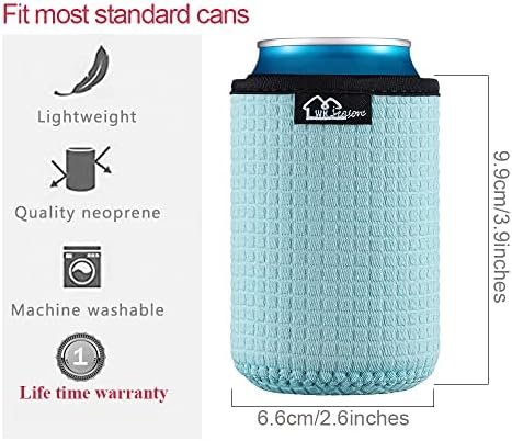 WK IEASON 12oz Standard Can Sleeves Insulators Holder Non-Slip Neoprene Can Cooler for Coco cola, White Claw and More(Green/Light Blue/Grey/Black)