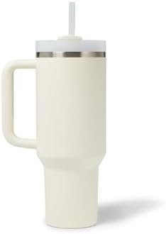 STANLEY Quencher H2.0 FlowState Stainless Steel Vacuum Insulated Tumbler with Lid and Straw for Water, Iced Tea or Coffee, Smoothie and More, Cream, 40 oz