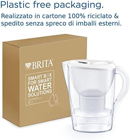 BRITA Marella Water Filter Jug White (2.4L) Starter Pack incl. 3x MAXTRA PRO All-in-1 cartridge - fridge-fitting jug with digital LTI and Flip-Lid - now in sustainable Smart Box packaging