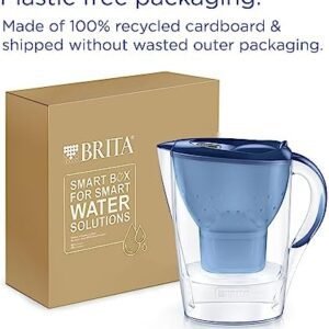 BRITA Marella Water Filter Jug Blue (2.4L) Starter Pack incl. 3x MAXTRA PRO All-in-1 cartridge - fridge-fitting jug with digital LTI and Flip-Lid - now in sustainable Smart Box packaging