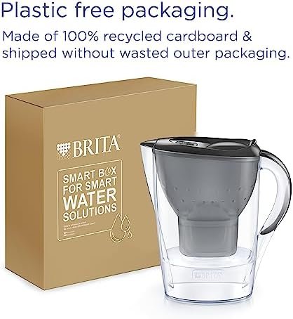 BRITA Marella Water Filter Jug Graphite (2.4L) Starter Pack incl. 3x MAXTRA PRO All-in-1 cartridge - fridge-fitting jug with digital LTI and Flip-Lid - now in sustainable Smart Box packaging