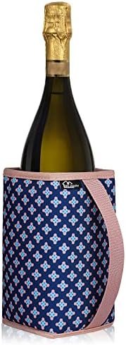 WK IEASON Standard Wine Cooler Sleeves Portable Champagne Insulator Sleeve Can Cooler Beer Cooler Cover- Keeps Wine & Champagne Chilled for Hours (Small Flower Blue)