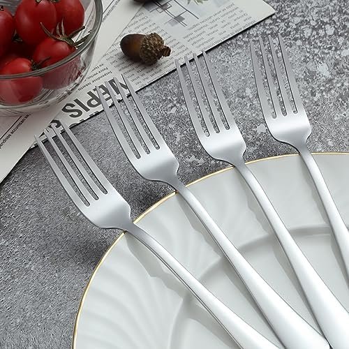 BEWOS Silver Forks 24 Pieces, Stainless Steel Forks Set, 8 Inches (20.3 Cm) Silver Fork Set, Table Forks, Cutlery Forks, Mirror Polished, Dishwasher Safe, Suitable for Household, Restaurant, Canteen