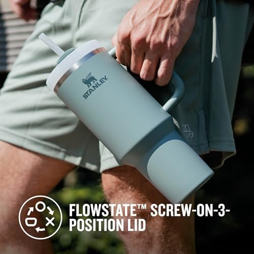Stanley Quencher H2.0 FlowState Tumbler 1.2L - Cold For 11 Hours - Iced For 48 Hours - Water Bottle with Straw, Handle and Lid - Dishwasher Safe - Travel Mug For Cold or Hot Drinks - Shale