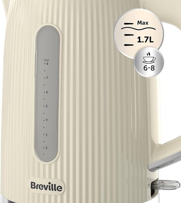 Breville Bold Vanilla Cream Electric Kettle | 1.7L | 3kW Fast Boil | Cream & Silver Chrome [VKT223]
