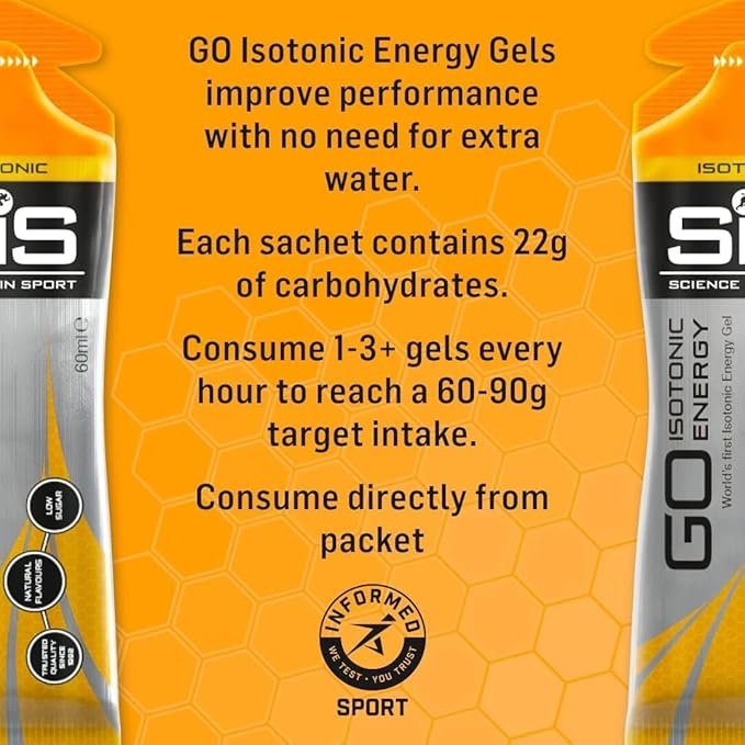Science In Sport GO Isotonic Energy Gels, Running Gels with 22g Carbohydrates, Low Sugar, Lemon and Lime Flavour, 60ml Per Serving (15 Pack)