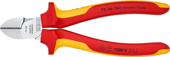 Knipex Diagonal Cutter chrome-plated, insulated with multi-component grips, VDE-tested 160 mm 70 06 160