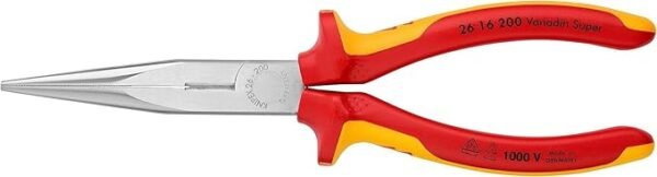 Knipex Snipe Nose Side Cutting Pliers (Stork Beak Pliers) chrome-plated, insulated with multi-component grips, VDE-tested 200 mm (self-service card/blister) 26 16 200 SB